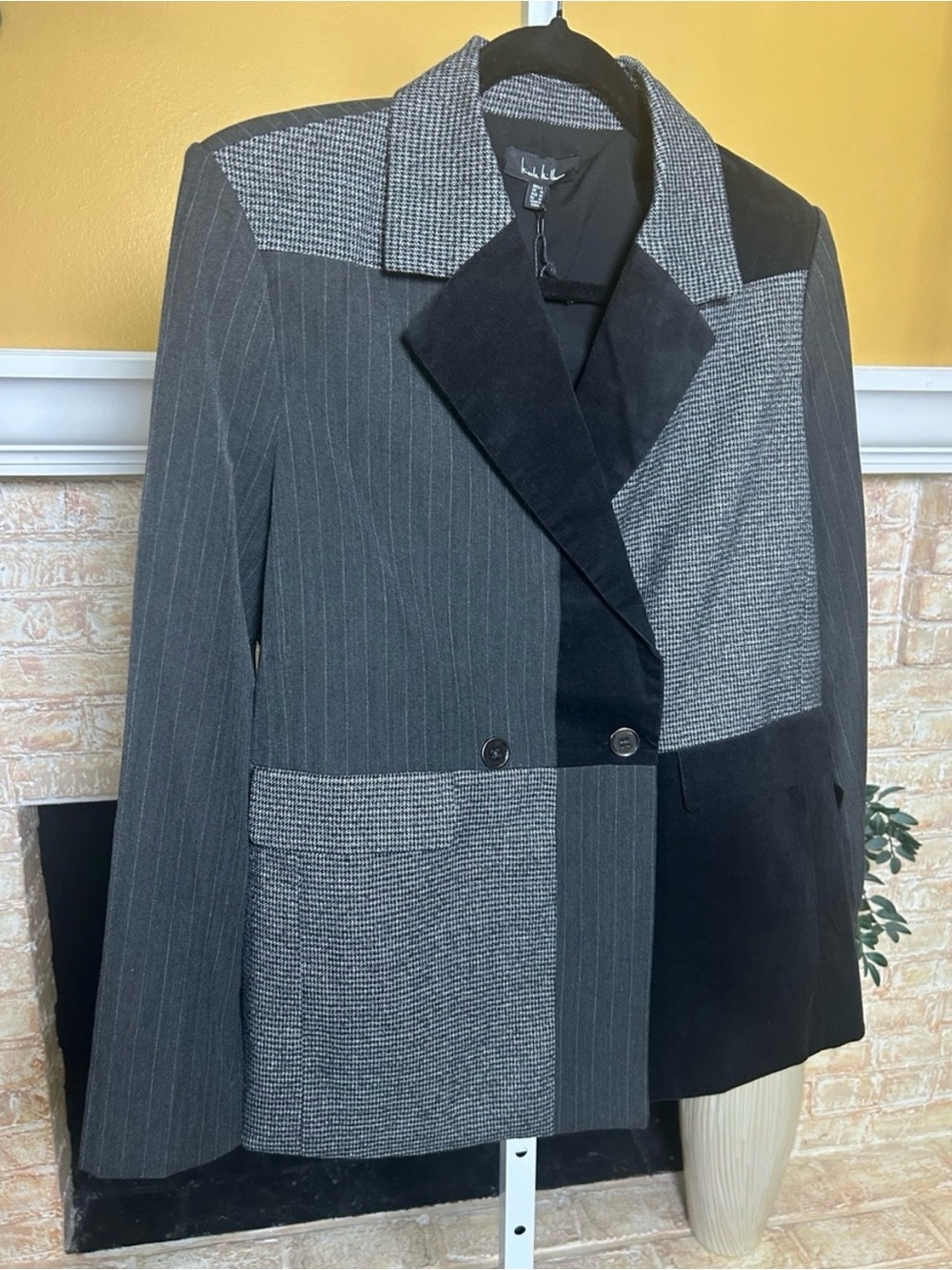 Nicole Miller Mixed Media Patchwork Double Breasted Blazer Womens XL NWT #C189 - Picture 3 of 9